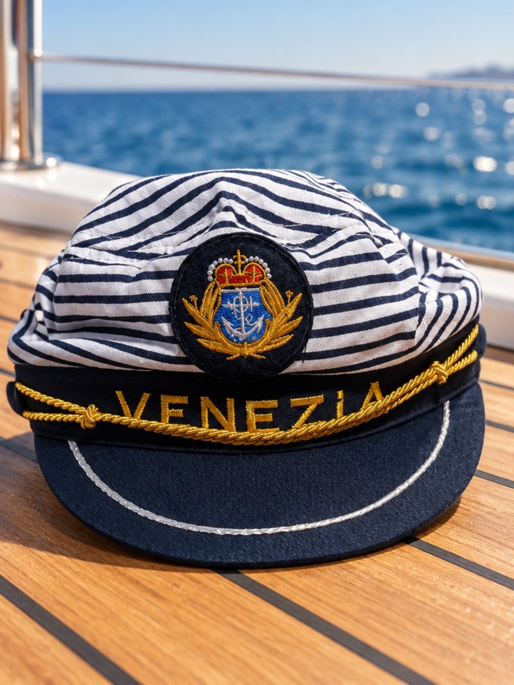 Venezia Nautical Striped Gondolier Captain Hat Costume Souvenir